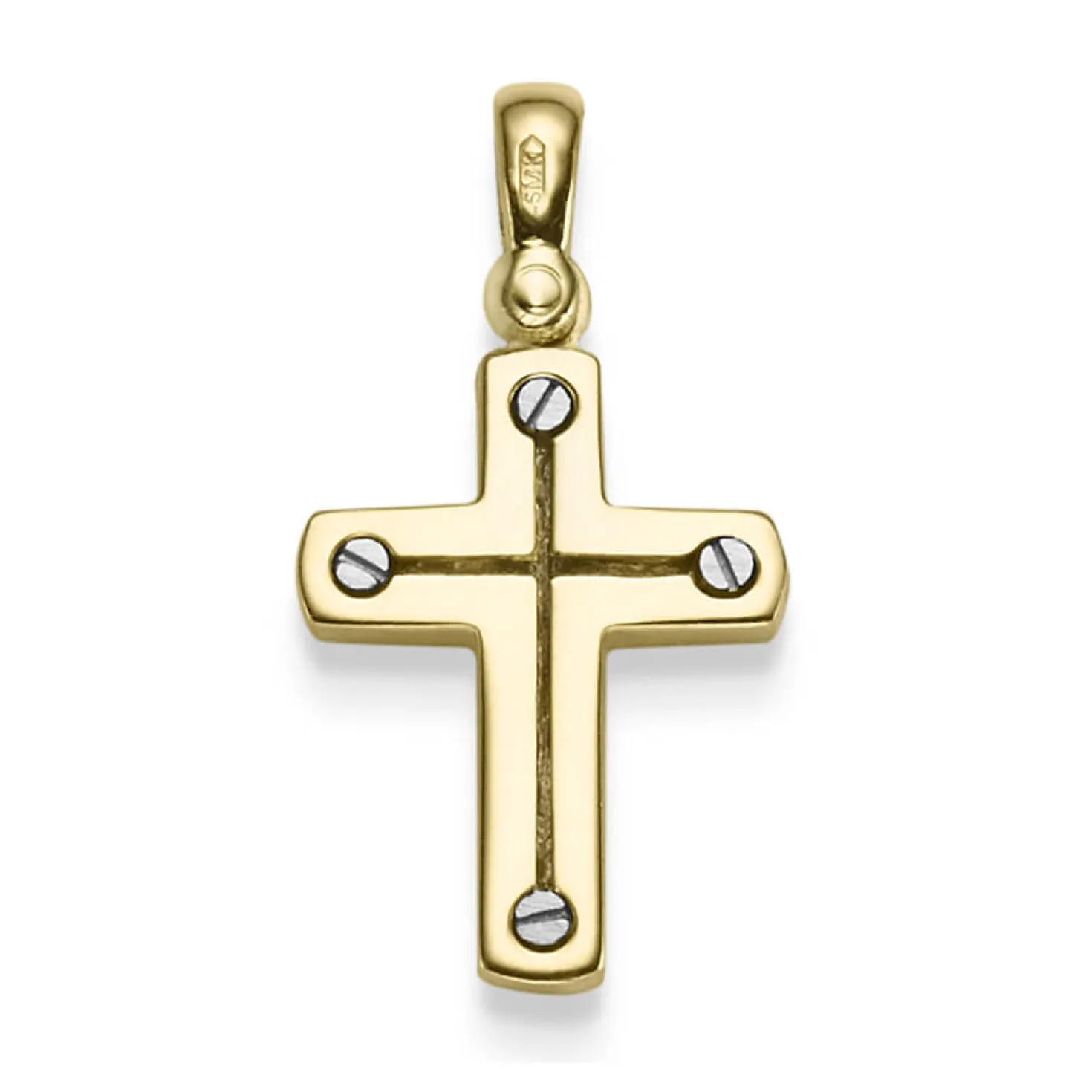 Anhänger Kreuz 26x13,5mm aus 585 Gold Gelbgold & Weißgold schlicht massiv