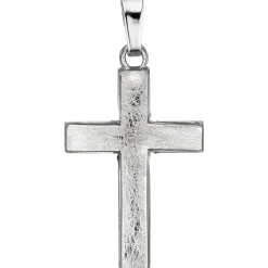 Anhänger Kreuz 23,1x14,1mm aus 585 Gold Weißgold eismatt Halsschmuck