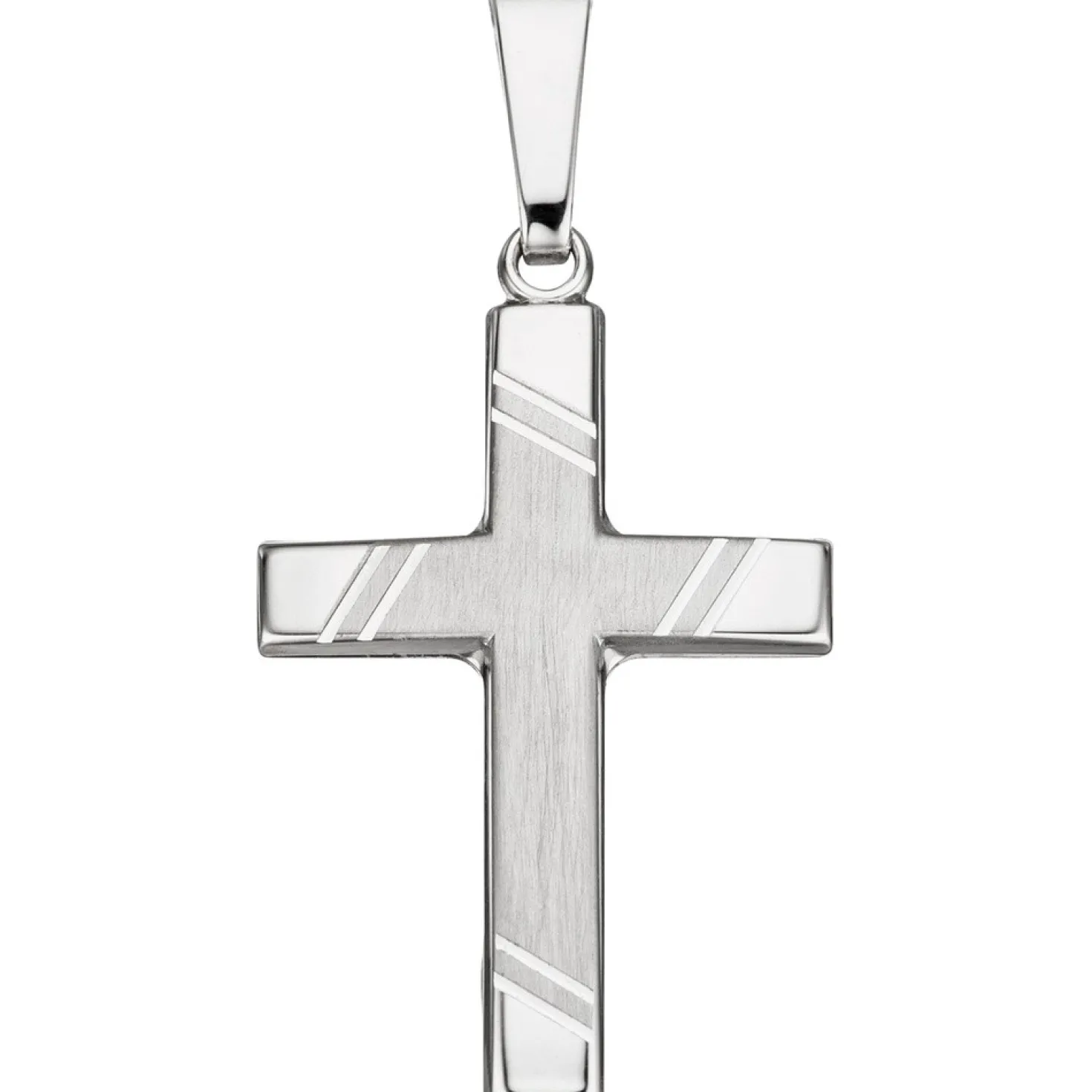 Anhänger Kreuz 26,6x16,4mm aus 925 Silber teilmattiert Silberkreuz Halsschmuck