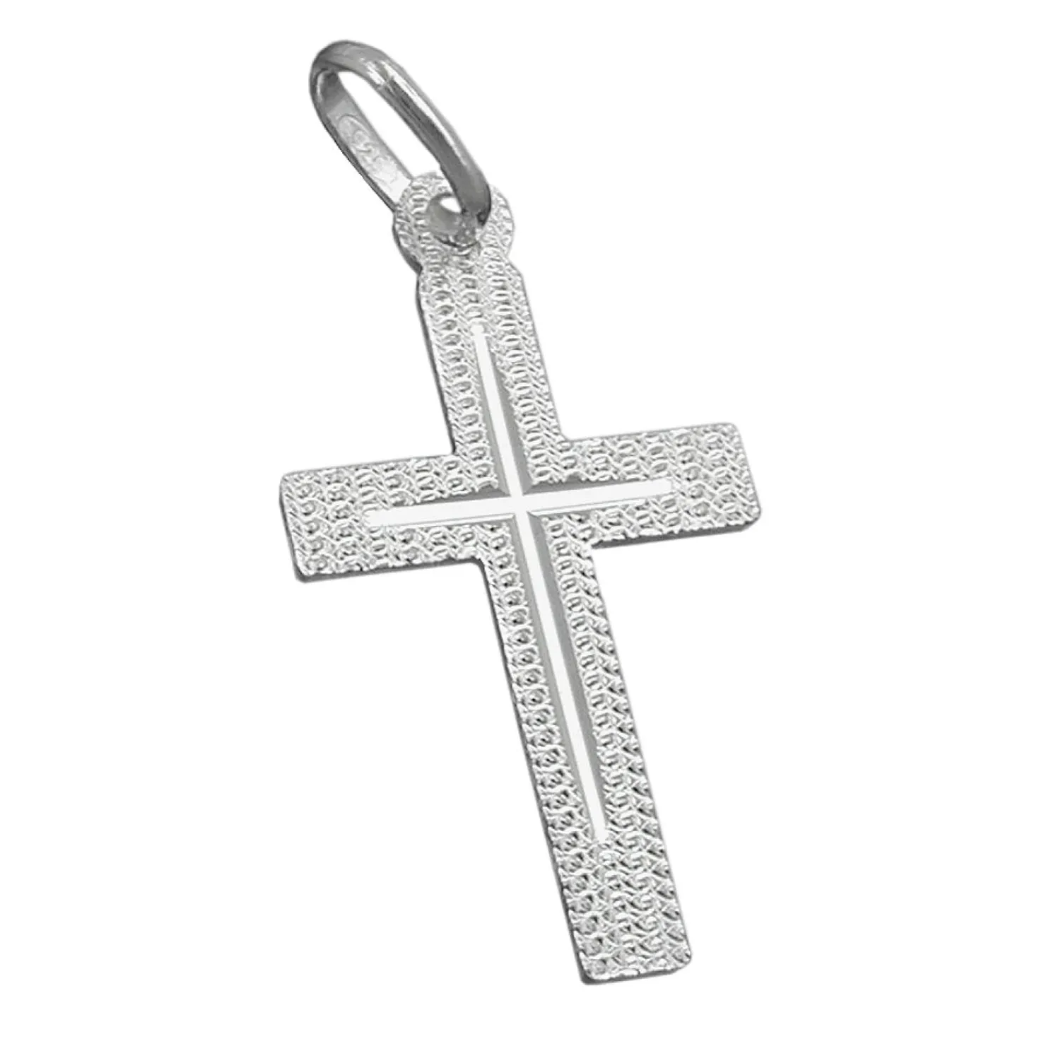 Anhänger Kreuz 23x13mm aus 925 Sterling Silber diamantiert schlicht