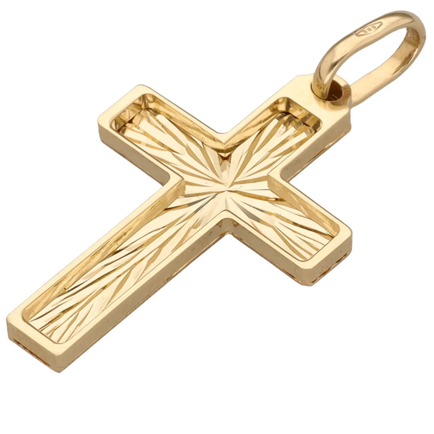 Anhänger Kreuz 30x16mm 585 Gold Gelbgold diamantiert glänzend beidseitig tragbar