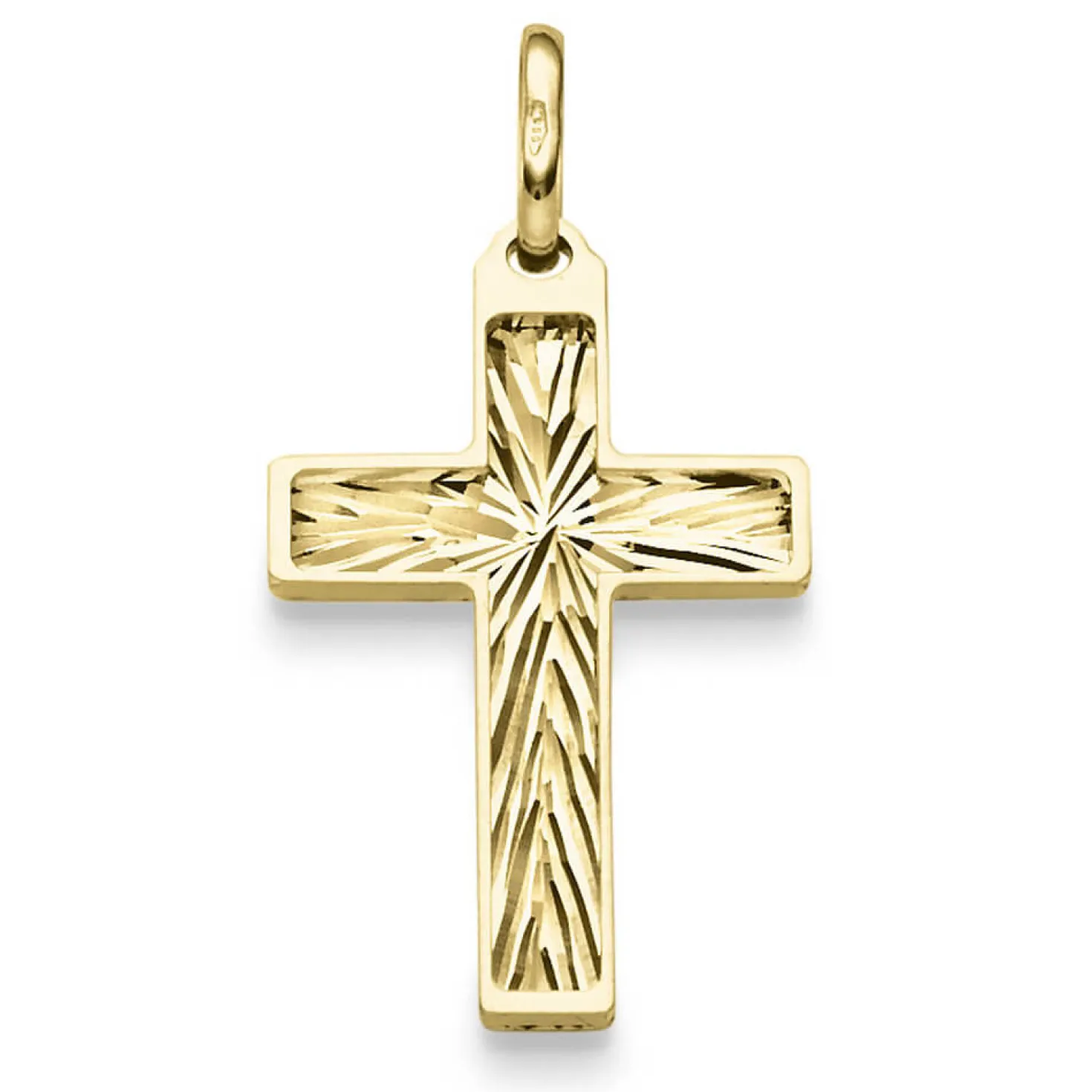Anhänger Kreuz 30x16mm 585 Gold Gelbgold diamantiert glänzend beidseitig tragbar