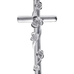 Anhänger Kreuz 27,6x14,3mm mit 5 Rosen Blumen 925 Silber mattiert Kreuzanhänger