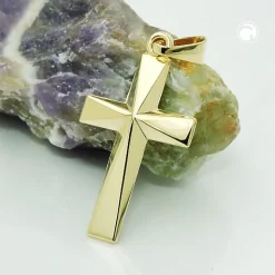 Anhänger Kreuz 21x13mm Mitte winklig ausgeformt 9Kt 375 Gold Gelbgold glänzend
