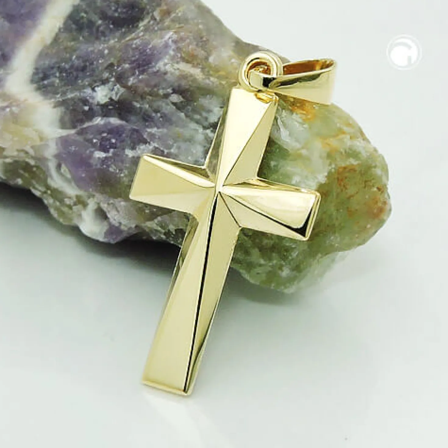 Anhänger Kreuz 21x13mm Mitte winklig ausgeformt 9Kt 375 Gold Gelbgold glänzend