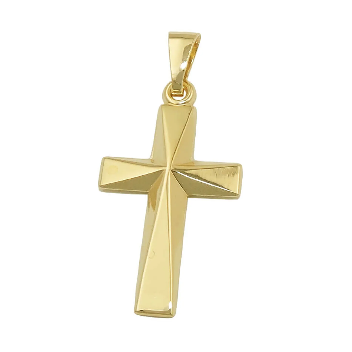 Anhänger Kreuz 21x13mm Mitte winklig ausgeformt 9Kt 375 Gold Gelbgold glänzend