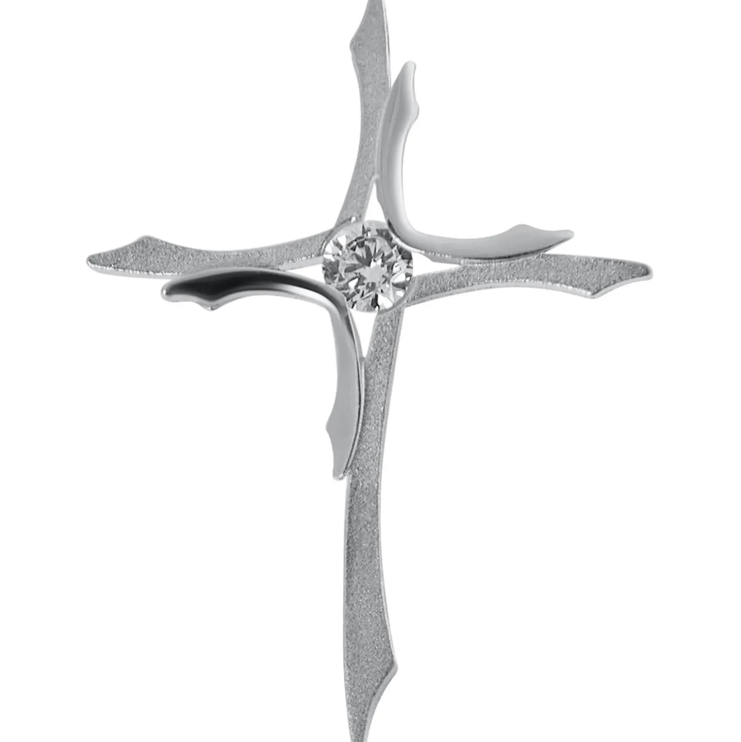 Anhänger Kreuz 25,7x18,5mm 925 Silber teil-matt mit Zirkonia Kreuzanhänger
