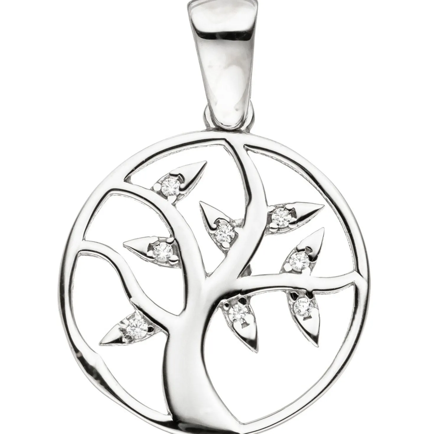 Anhänger Lebensbaum aus echtem 925 Silber mit Zirkonia Silberanhänger