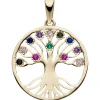 Anhänger Lebensbaum aus 333 Gold Gelbgold Ø17,1mm 12 Zirkonia bunt multicolor