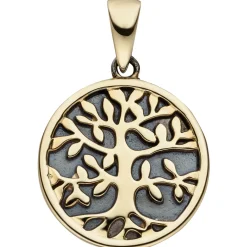 Anhänger Lebensbaum Ø16,9mm aus 925 Silber teil vergoldet Amulett Medaille