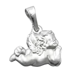 Anhänger liegender Engel 9x13mm aus 925 Sterling Silber mattiert