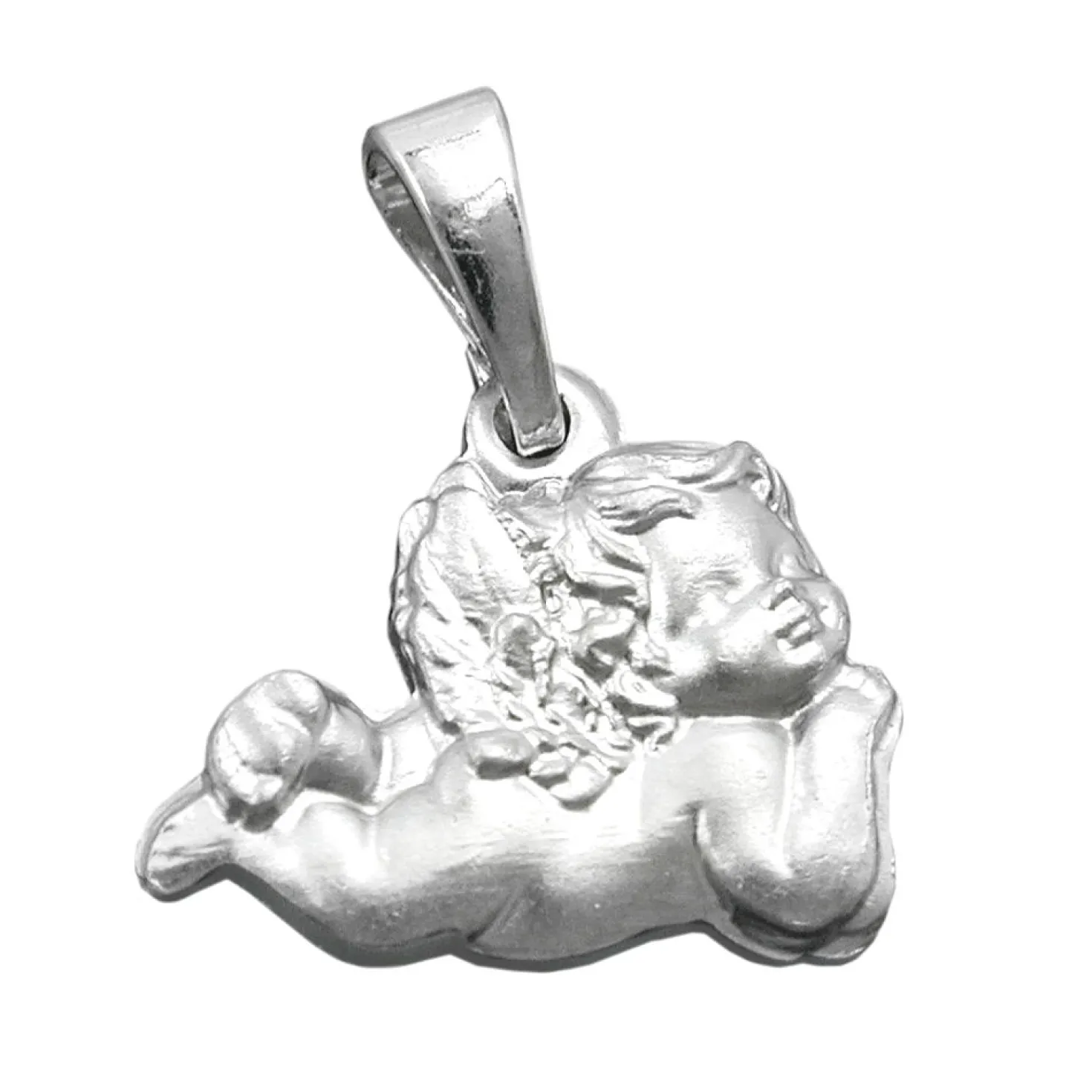 Anhänger liegender Engel 9x13mm aus 925 Sterling Silber mattiert