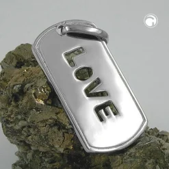 Anhänger Love aus 925 Silber, glänzend, rhodiniert, 32x16mm, Damen
