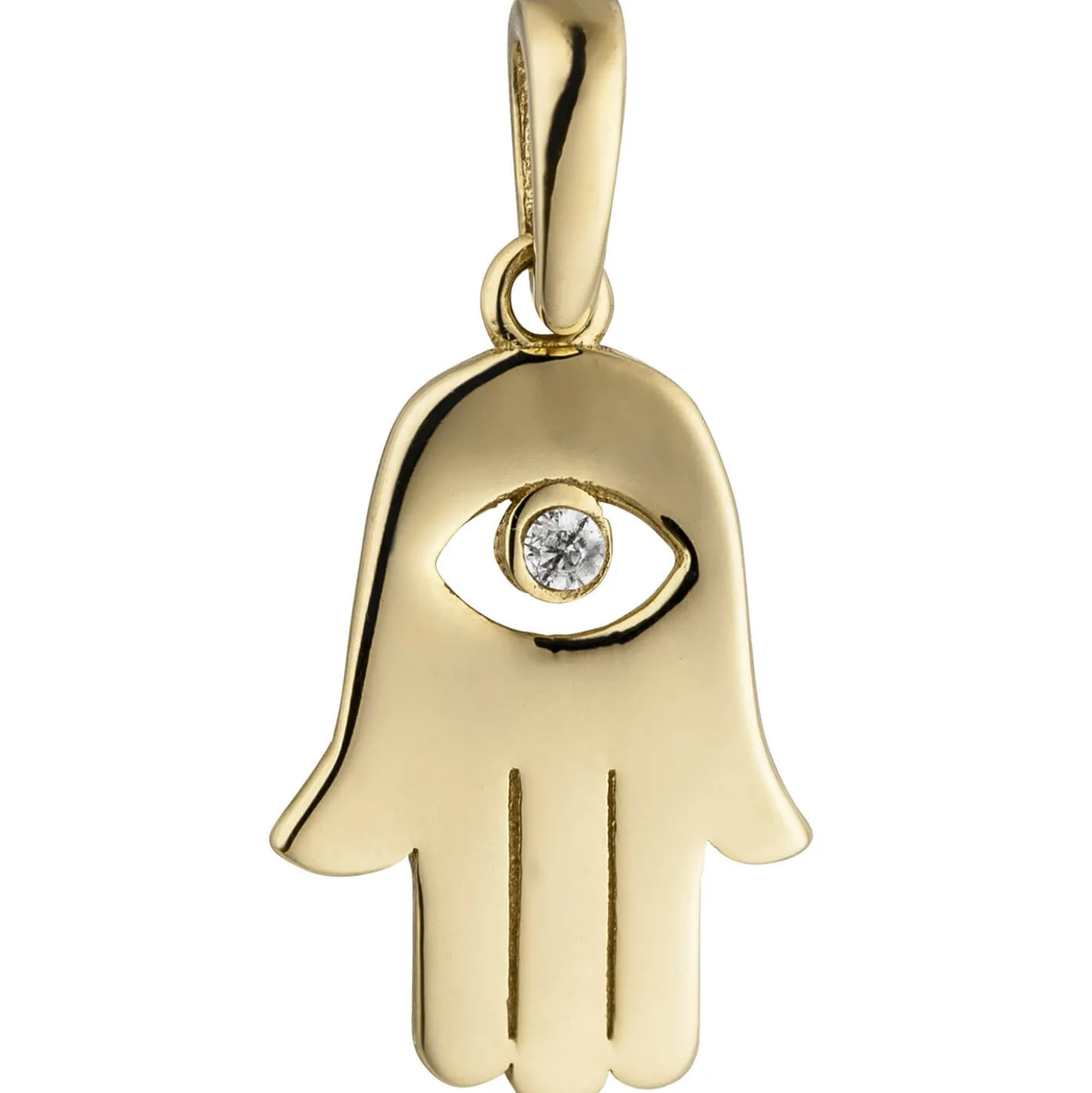 Anhänger magisches Symbol Hand der Fatima mit Auge Zirkonia 333 Gold Gelbgold