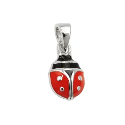 Anhänger Marienkäfer 9x7mm rot-schwarz emailliert 925 Silber Kinder