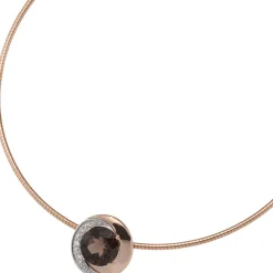 Anhänger mit 3 Diamanten 0.015Ct Brillanten & Rauchquarz braun 585 Gold Rotgold