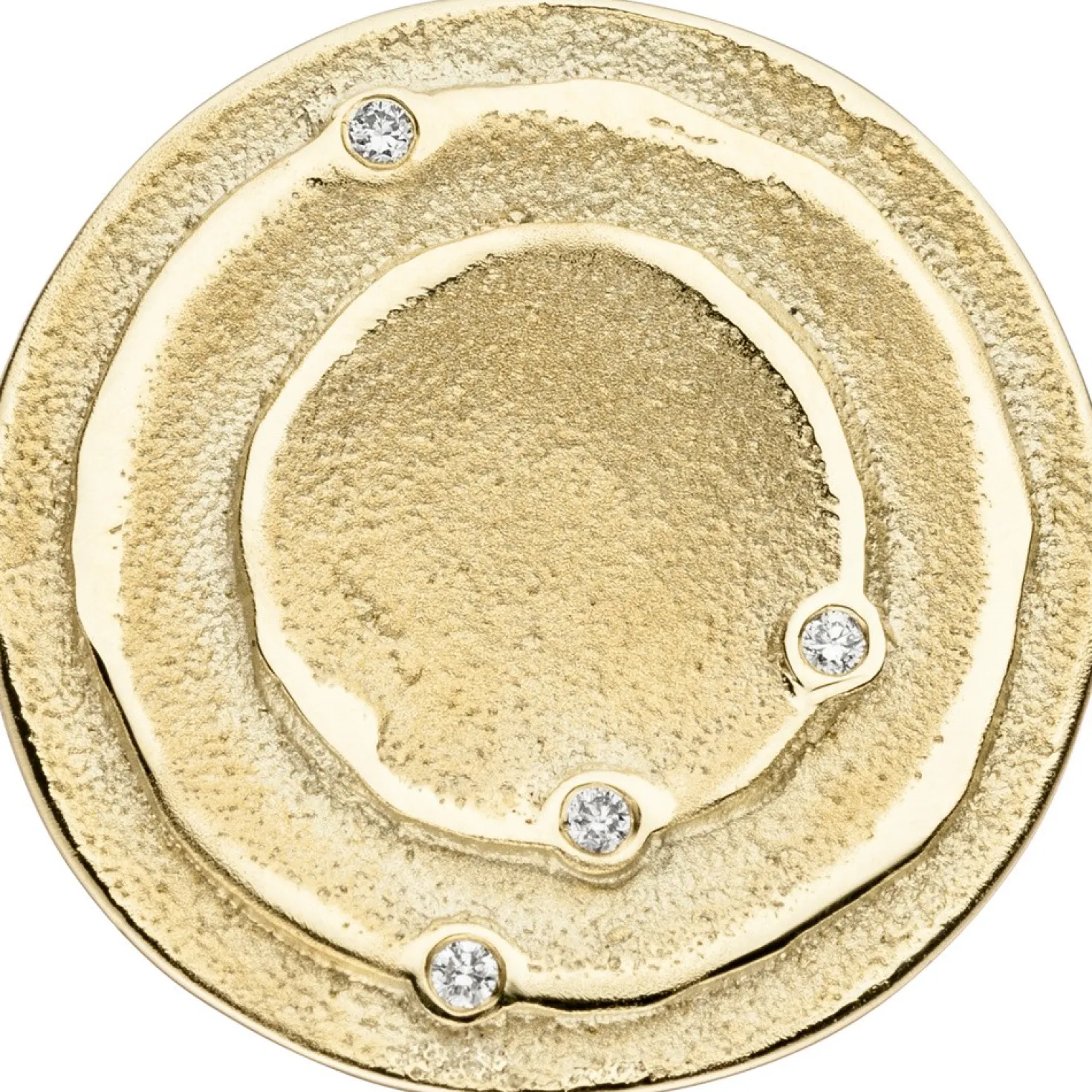 Anhänger mit 4 Diamanten 0.04Ct W/SI Brillanten 585 Gold Gelbgold matt rund