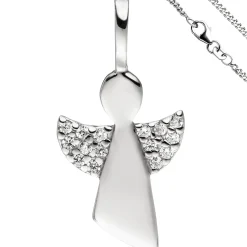 Anhänger mit Halskette Engel Schutzengel mit Zirkonia 925 Silber 42cm für Kinder