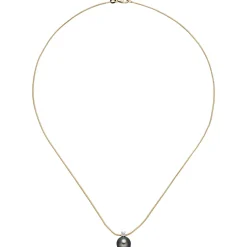 Anhänger mit Kette 42cm graue Tahiti-Perle & Diamant 0.08Ct & 585 Gold
