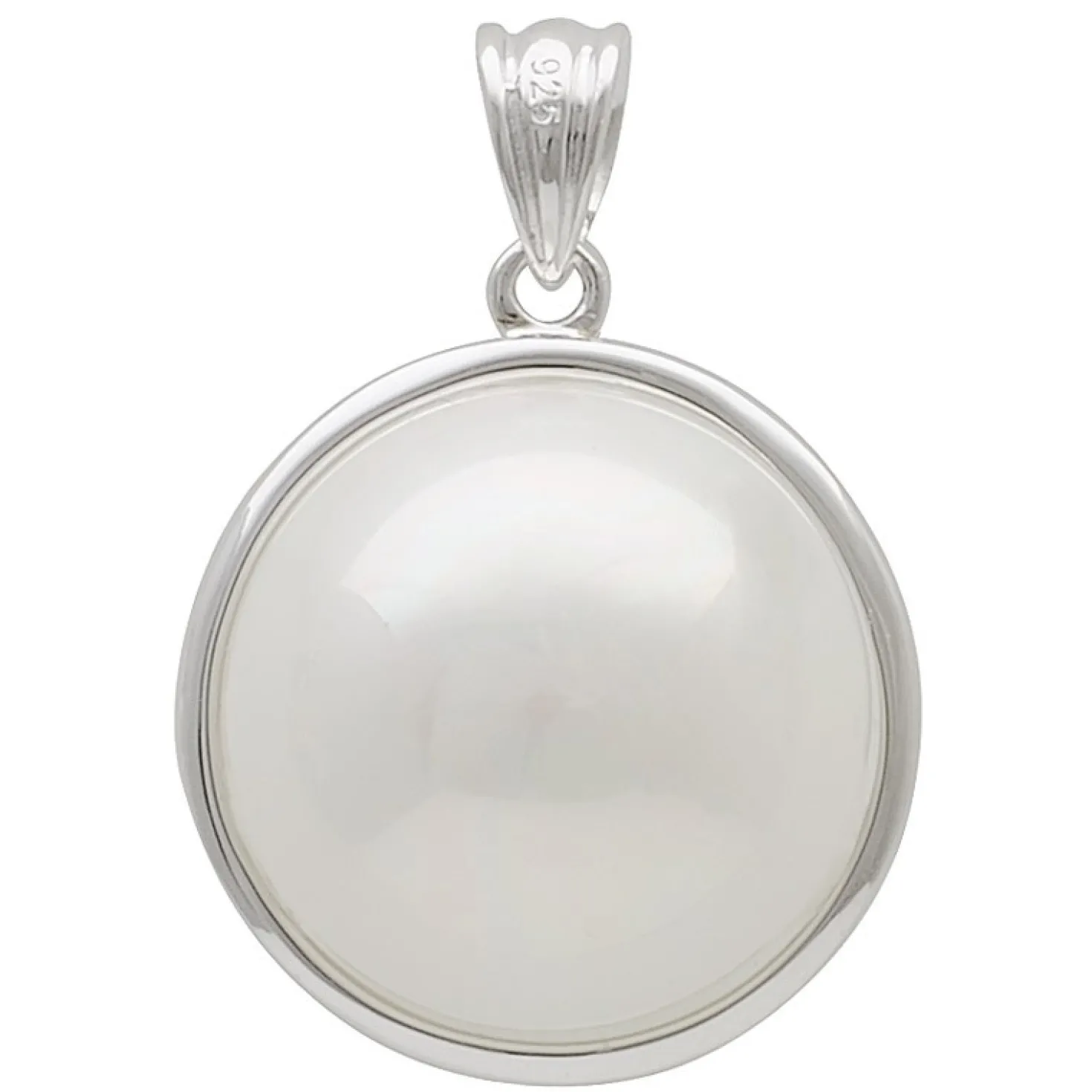 Anhänger mit Perle Muschelkernperle 18mm weiß rund schlicht 925 Silber Damen