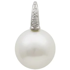 Anhänger mit Perle Muschelkernperle 16mm & Zirkonia weiß 925 Silber Damen