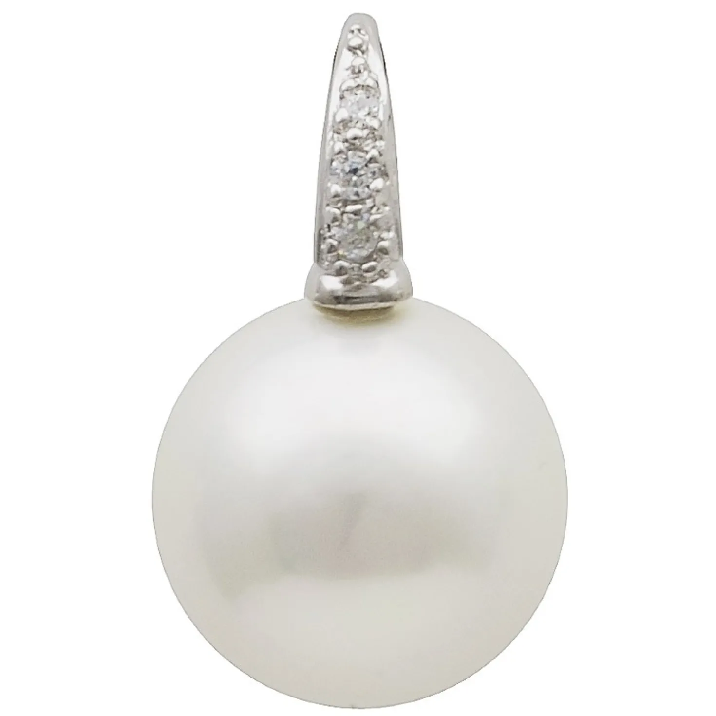 Anhänger mit Perle Muschelkernperle 16mm & Zirkonia weiß 925 Silber Damen