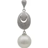 Anhänger mit Perle Muschelkernperle & viel Zirkonia weiß 925 Silber Damen