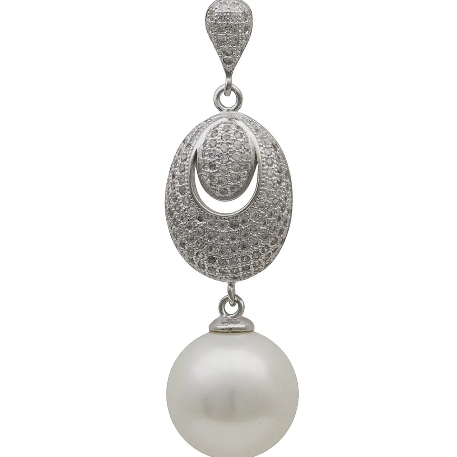 Anhänger mit Perle Muschelkernperle & viel Zirkonia weiß 925 Silber Damen