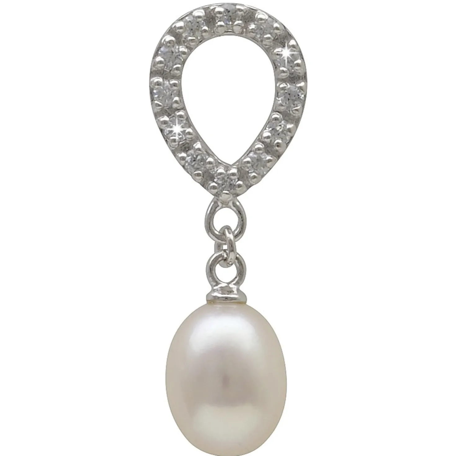 Anhänger mit Perle Süßwasser Zuchtperle weiß & Zirkonia 925 Silber Damen