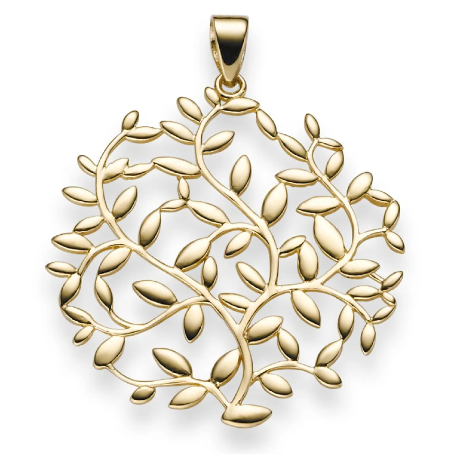 Anhänger mit Ranken Ornament Olivenzweig 34x28mm aus 585 Gold Gelbgold