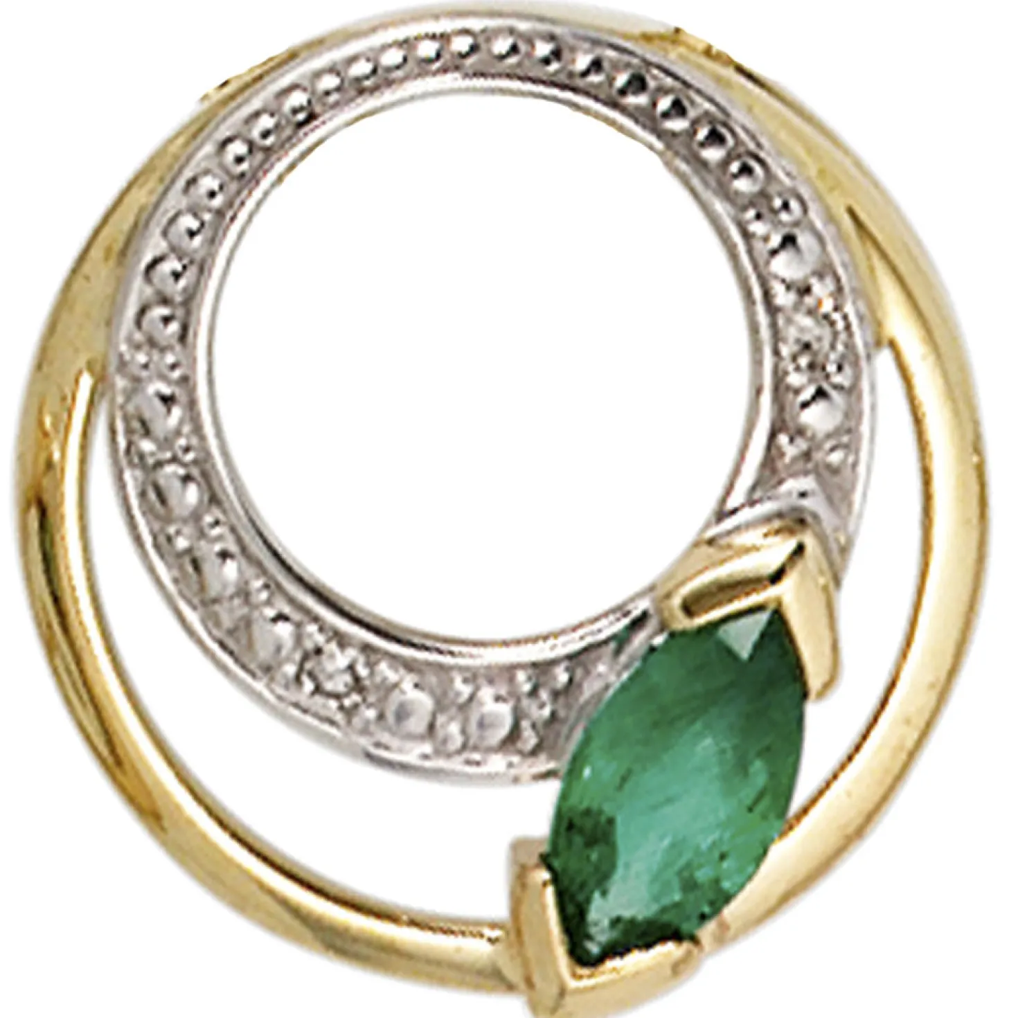 Anhänger mit Smaragd grün & 2 Diamanten 0.01Ct W/P1 Brillanten 585 Gold Gelbgold