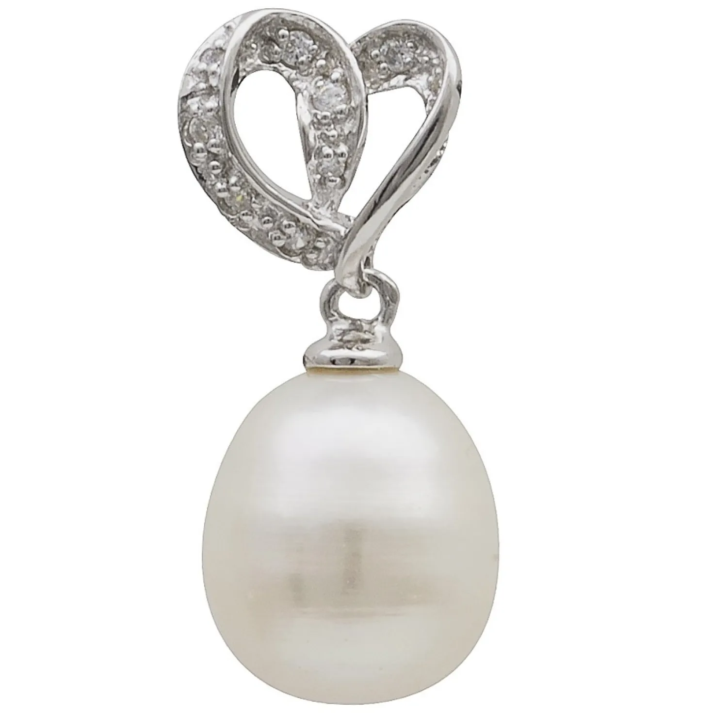 Anhänger mit Süßwasser Perle 13mm weiß & Zirkonia 925 Silber Damen