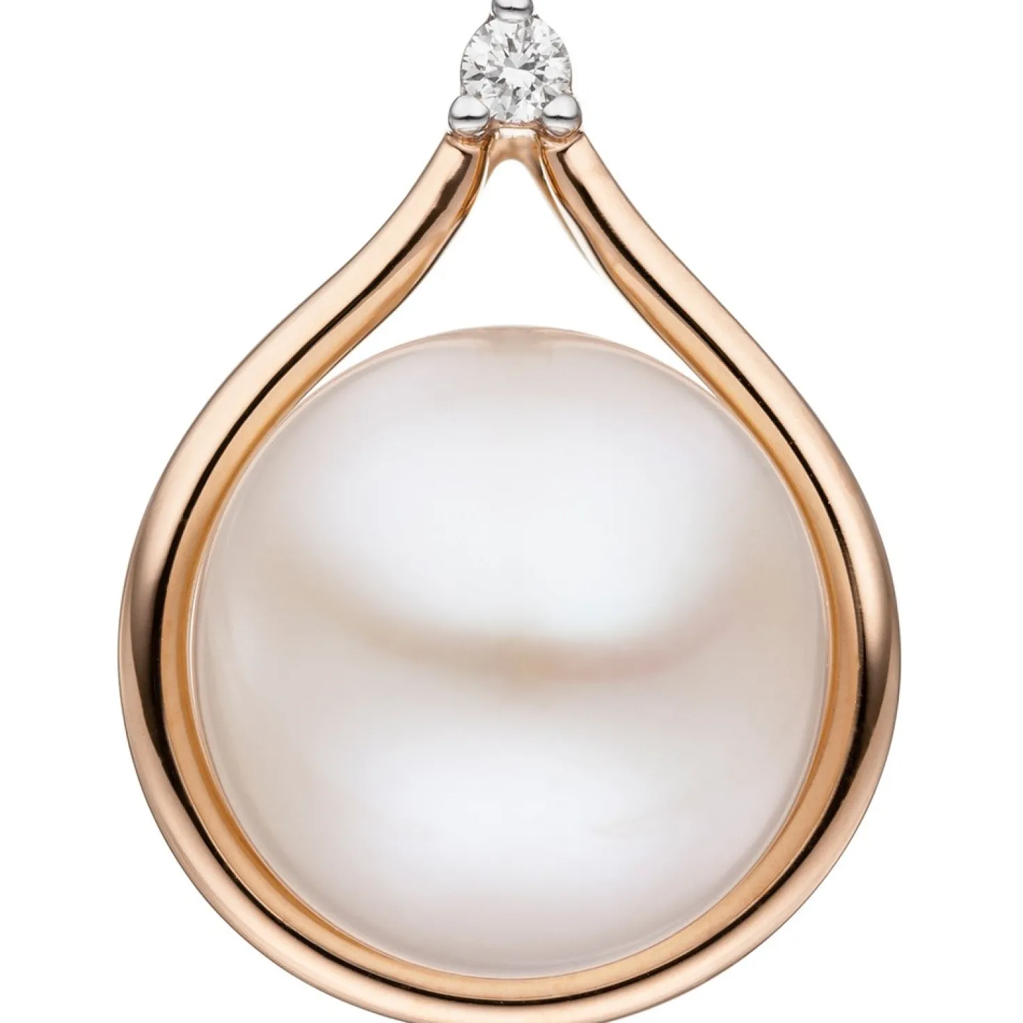 Anhänger mit Süßwasser Zuchtperle 10,5-11mm & Diamant 0.03Ct 585 Rotgold