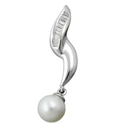 Anhänger mit Süßwasser Zuchtperle 7mm & längliche Zirkonia 925 Silber