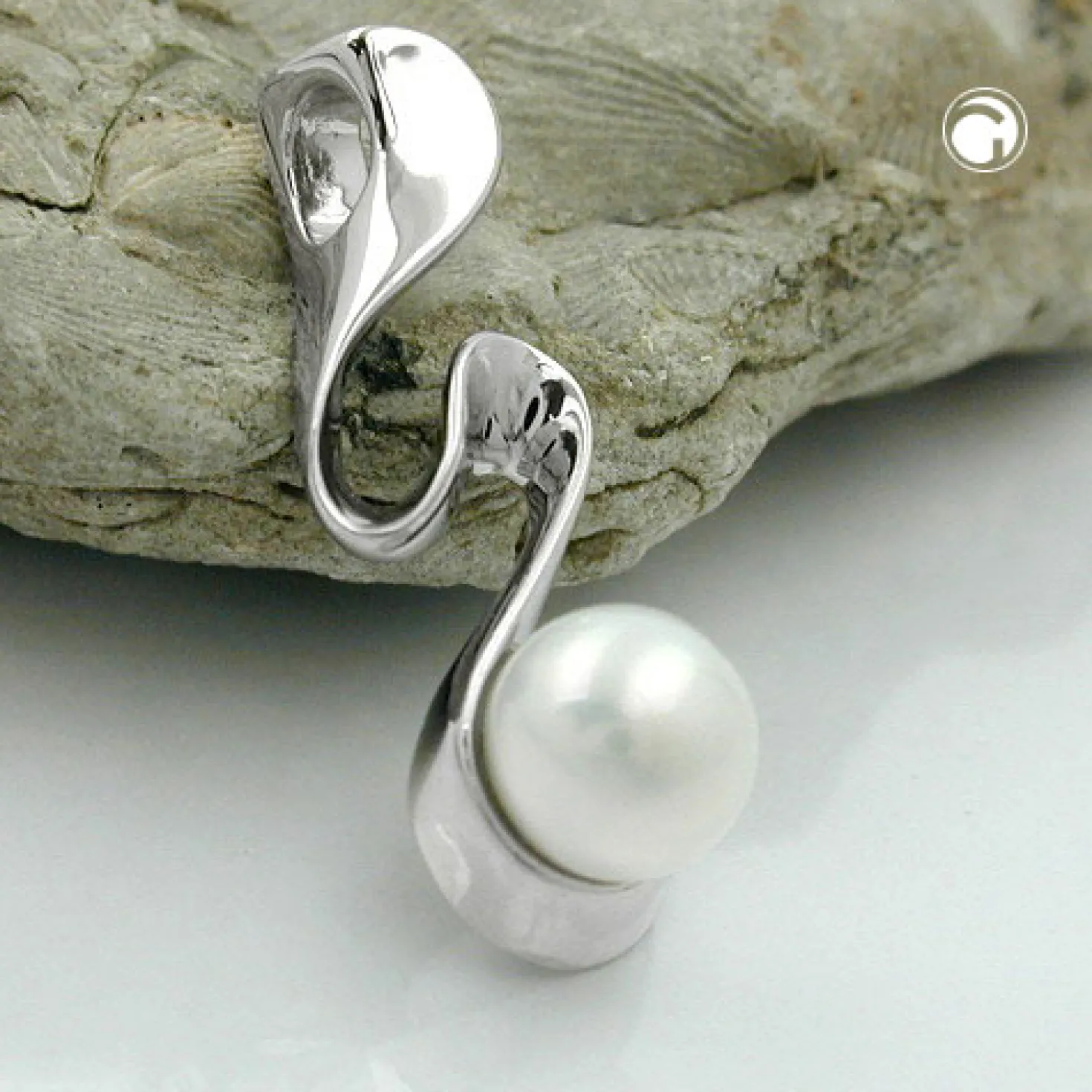 Anhänger mit Süßwasser Zuchtperle 6mm weiß 925 Silber rhodiniert