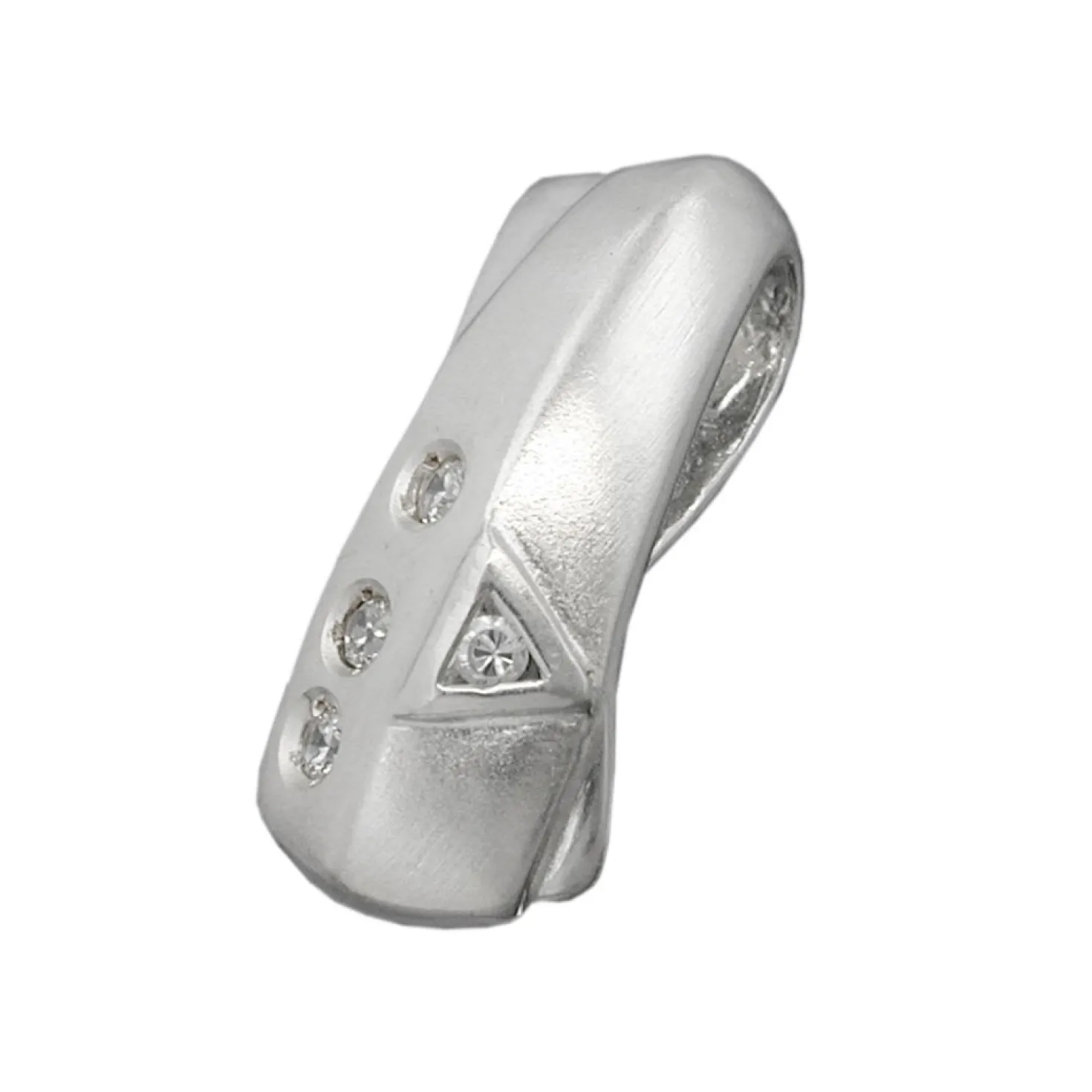 Anhänger mit 3+1 Zirkonia, 925 Silber, matt-glänzend, 20x9mm, Damen