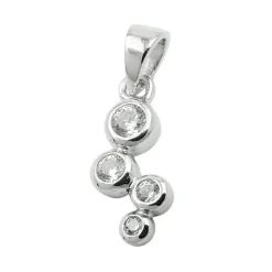 Anhänger mit 4 Zirkonia weiß 12x6mm aus 925 Silber rhodiniert glänzend