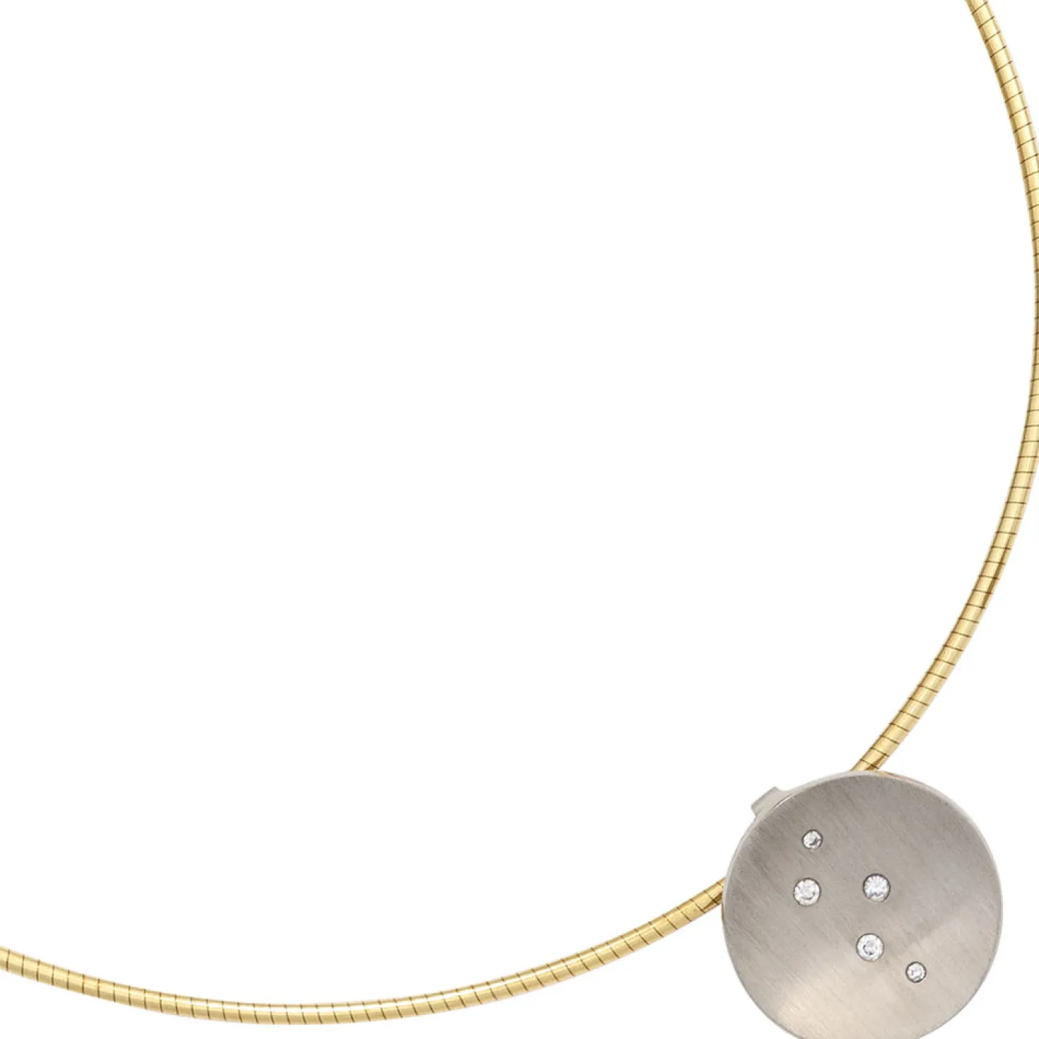 Anhänger 15,3mm aus 950 Platin rund mit 5 Diamanten 0.05Ct Brillanten