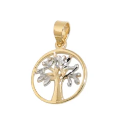 Anhänger, 12mm Baum des Lebens Lebensbaum 375 Gold Gelbgold bicolor klein & fein