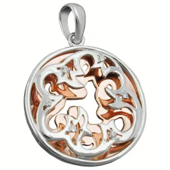 Anhänger 22mm Blumenmotiv doppellagig Zirkonia weiß 925 Silber vergoldet Damen