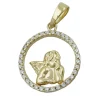 Anhänger 14mm Engel im Kreis mit Zirkonia weiß 375 Gold Gelbgold Engelmotiv
