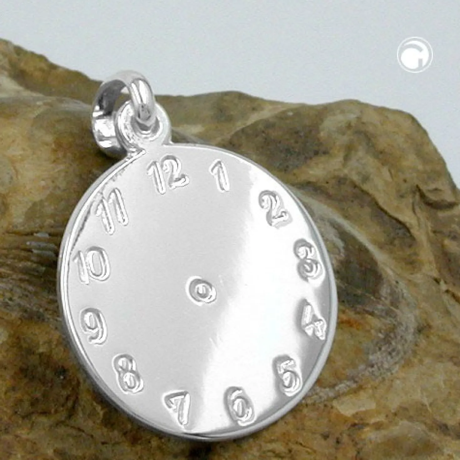 Anhänger 14mm Geburtsanhänger zum Eingravieren Uhr ohne Zeiger 925 Silber Kinder