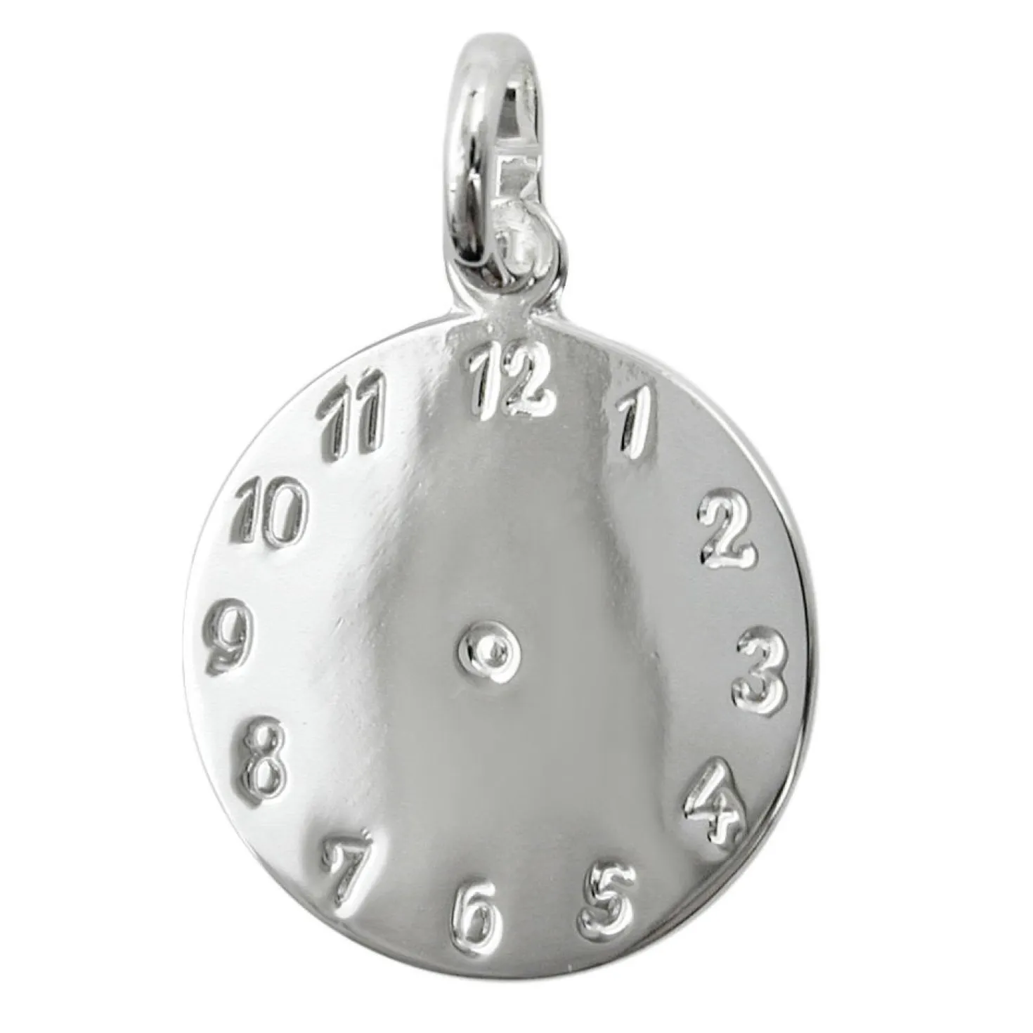 Anhänger 14mm Geburtsanhänger zum Eingravieren Uhr ohne Zeiger 925 Silber Kinder
