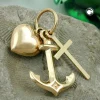 Anhänger 15mm Glaube Liebe Hoffnung aus 375 Gold Gelbgold Goldanhänger Unisex