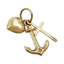 Anhänger 15mm Glaube Liebe Hoffnung aus 375 Gold Gelbgold Goldanhänger Unisex