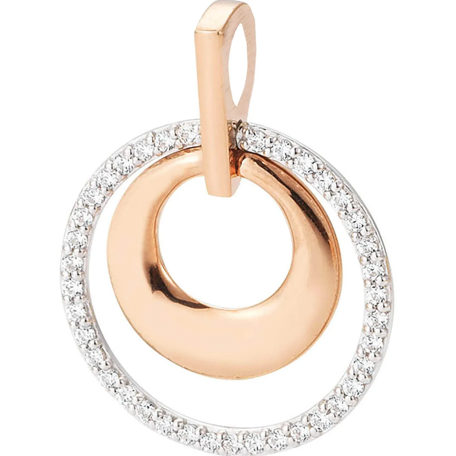 Anhänger Ø 17,3mm 585 Gold weiß/rot bicolor mit 38 Diamanten 0,247Ct. W-SI