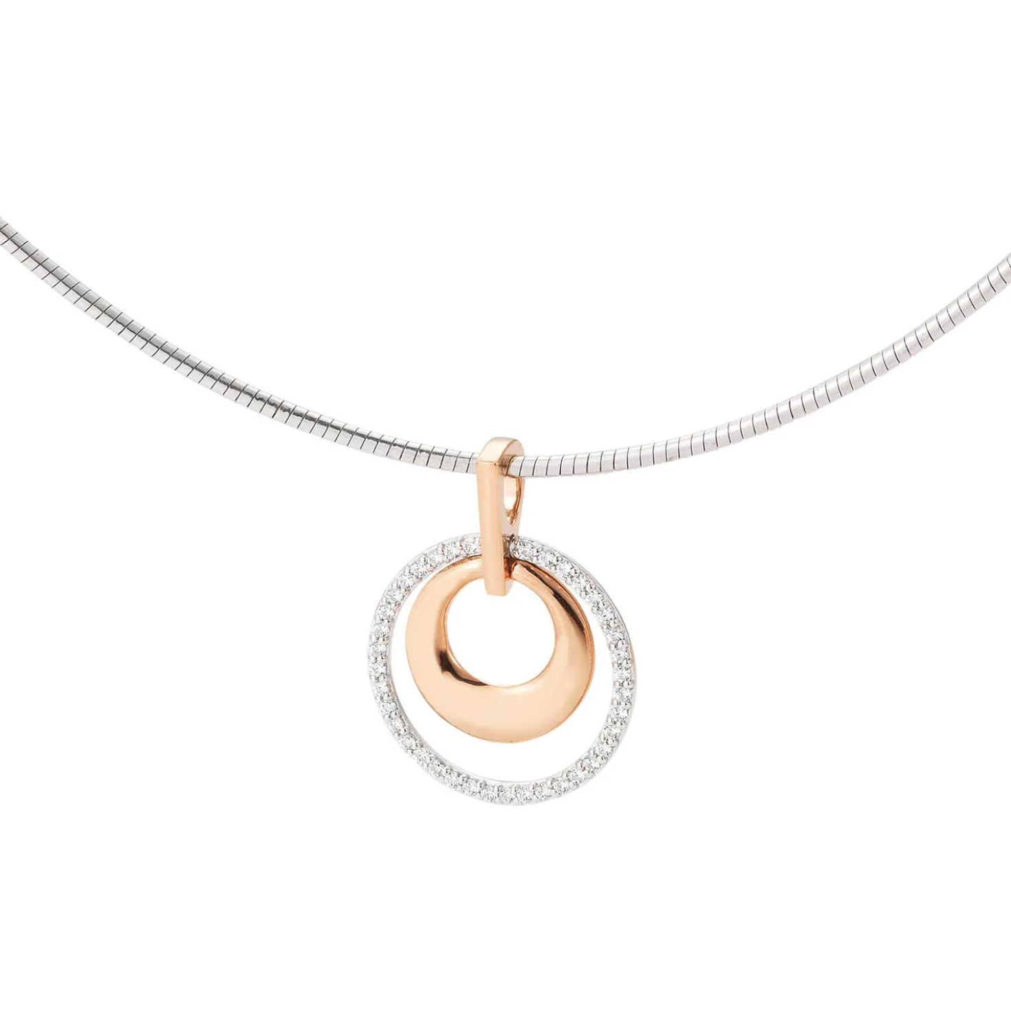Anhänger Ø 17,3mm 585 Gold weiß/rot bicolor mit 38 Diamanten 0,247Ct. W-SI