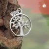 Anhänger 12mm Halsschmuck Baum des Lebens Lebensbaum rund glänzend 925 Silber