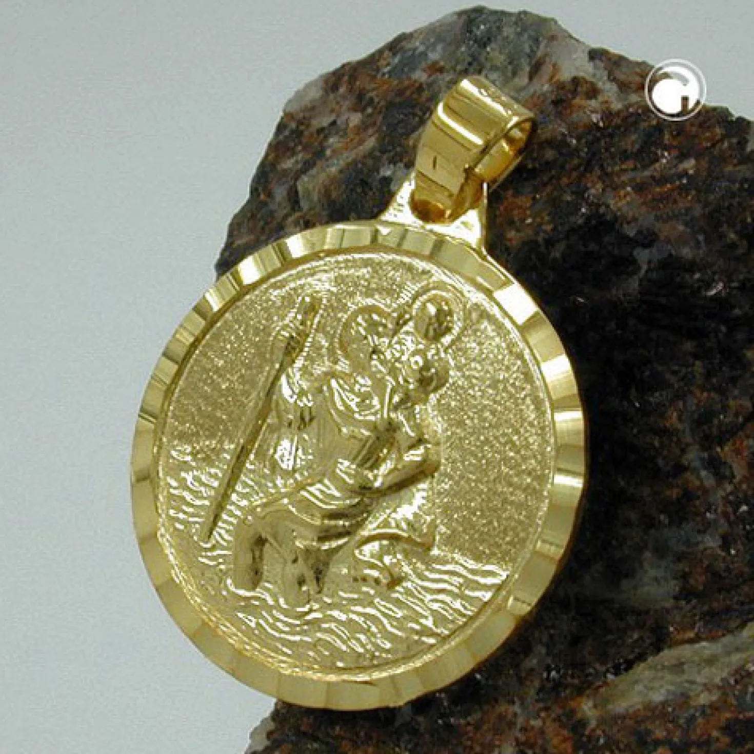 Anhänger 17mm Halsschmuck Christophorus 375 Gold Gelbgold