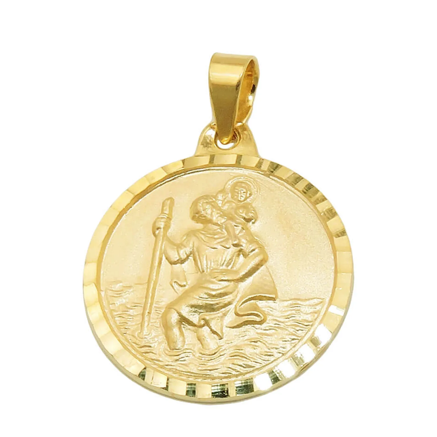 Anhänger 17mm Halsschmuck Christophorus 375 Gold Gelbgold